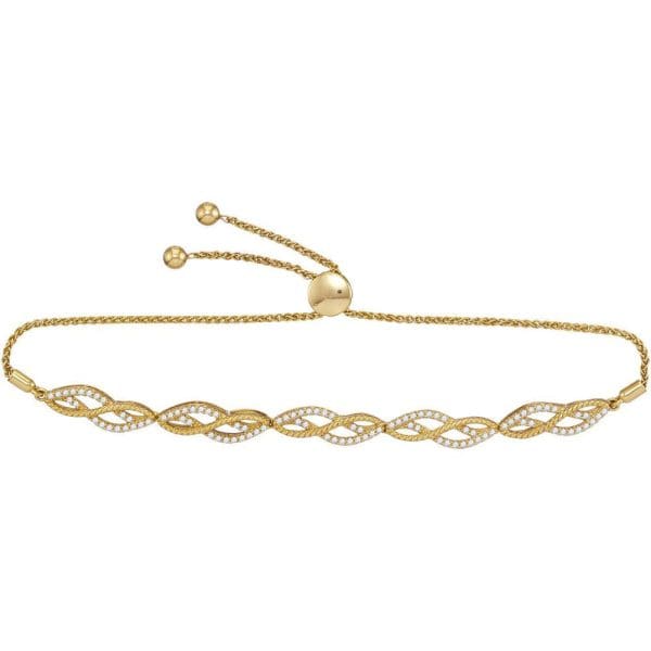 10kt Yellow Gold  Round Diamond Bolo Bracelet 1/2 Cttw