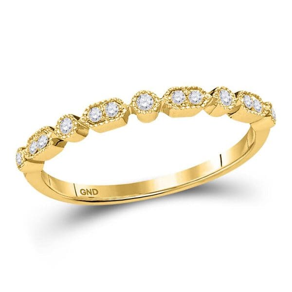 10kt Yellow Gold  Round Diamond Stackable Band Ring 1/8 Cttw