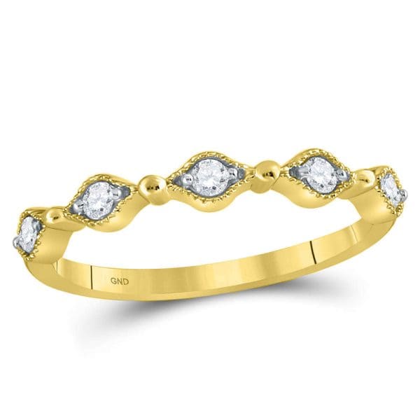 10kt Yellow Gold  Round Diamond Stackable Band Ring 1/8 Cttw