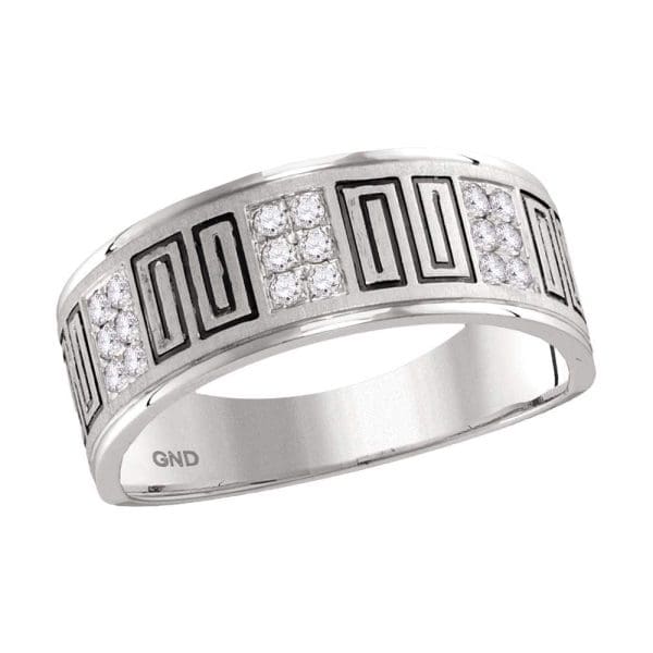 14kt White Gold His Round Diamond Wedding Band Ring 1/4 Cttw