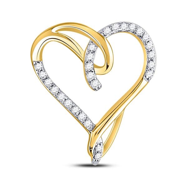 10kt Yellow Gold  Round Diamond Heart Pendant 1/8 Cttw