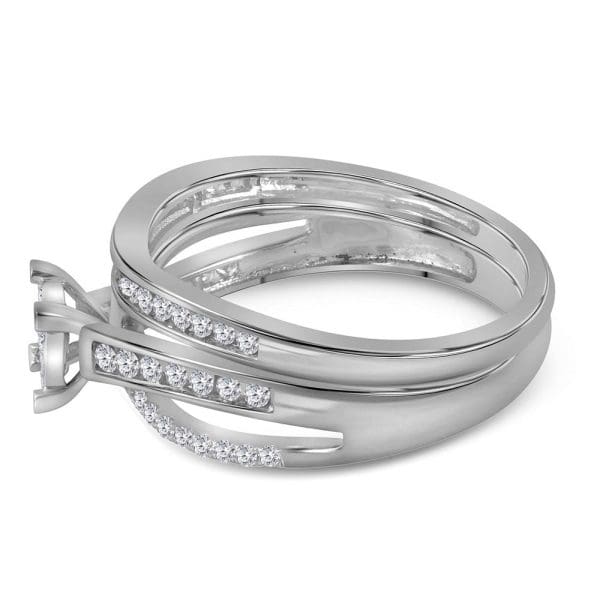14kt White Gold Princess Diamond Bridal Wedding Ring Band Set 1/2 Cttw - Image 4