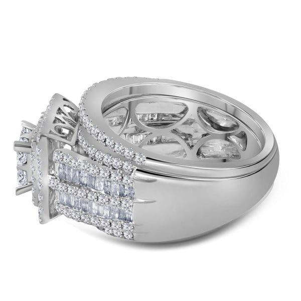 14kt White Gold Princess Diamond Cluster Bridal Wedding Engagement Ring 2 Cttw - Image 3