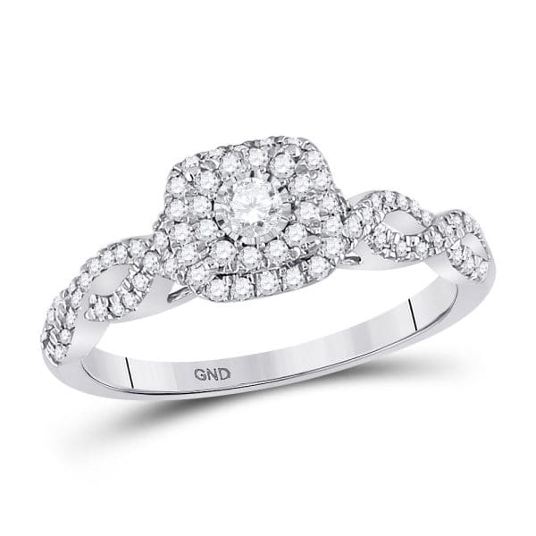 10kt White Gold Round Diamond Solitaire Bridal Wedding Engagement Ring 1/3 Cttw