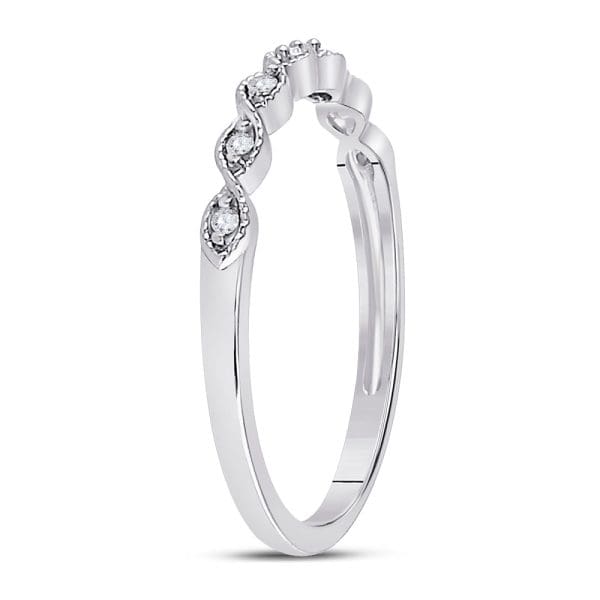 14kt White Gold  Round Diamond Classic Stackable Band Ring 1/20 Cttw - Image 2