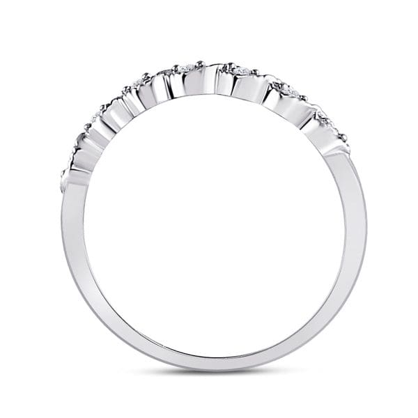 14kt White Gold  Round Diamond Classic Stackable Band Ring 1/20 Cttw - Image 3