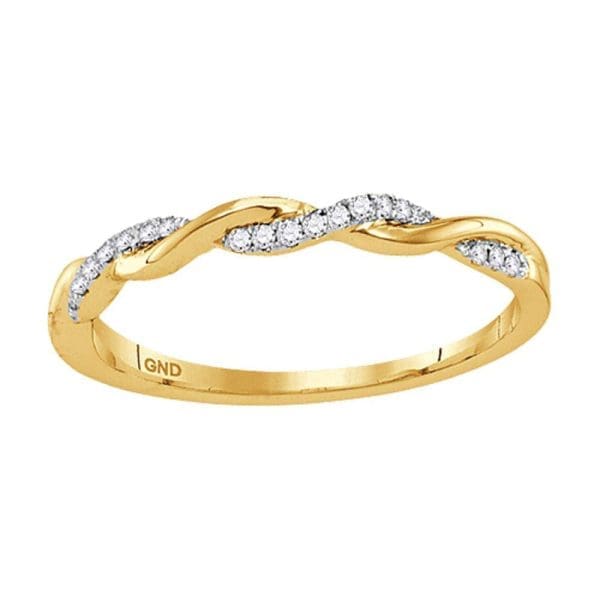 10kt Yellow Gold  Round Diamond Twist Stackable Band Ring 1/12 Cttw