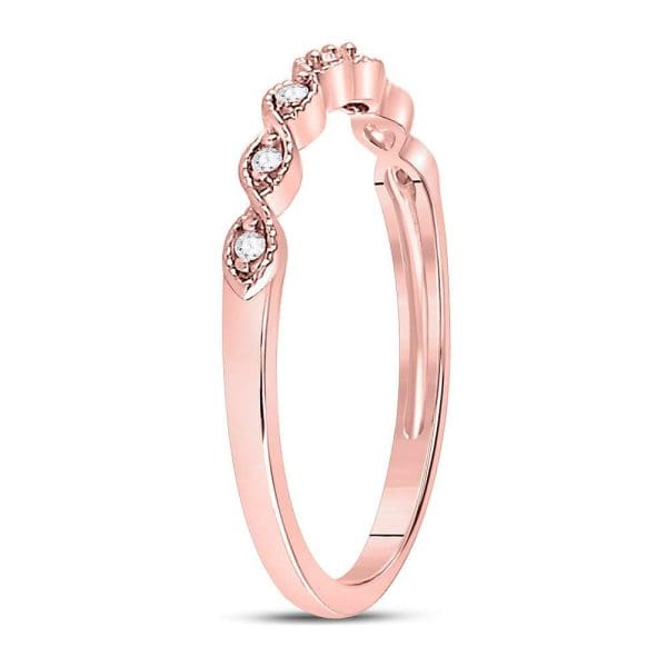14kt Rose Gold  Round Diamond Stackable Band Ring 1/20 Cttw - Image 3