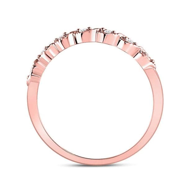 14kt Rose Gold  Round Diamond Stackable Band Ring 1/20 Cttw - Image 4