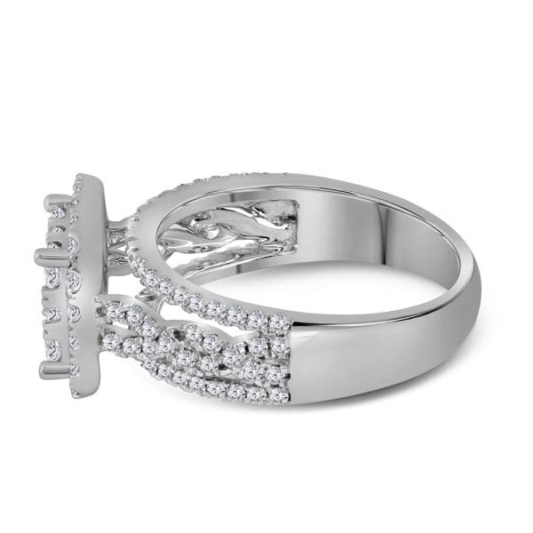 14kt White Gold Round Diamond Cluster Bridal Wedding Engagement Ring 1-1/2 Cttw - Image 4