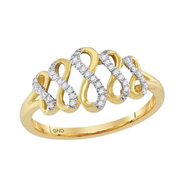 10kt Yellow Gold  Round Diamond Fashion Infinity Ring 1/10 Cttw