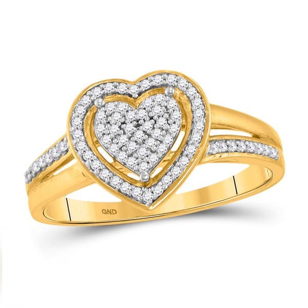 10kt Yellow Gold  Round Diamond Heart Ring 1/5 Cttw