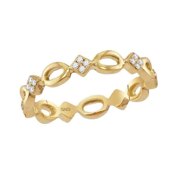 10kt Yellow Gold  Round Diamond Stackable Band Ring 1/8 Cttw