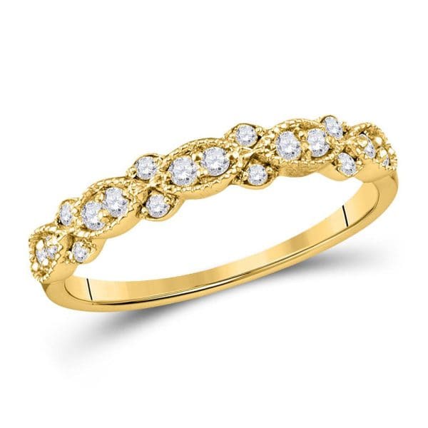 10kt Yellow Gold  Round Diamond Stackable Band Ring 1/4 Cttw