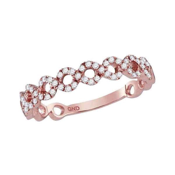 10kt Rose Gold  Round Diamond Geometric Stackable Band Ring 1/5 Cttw