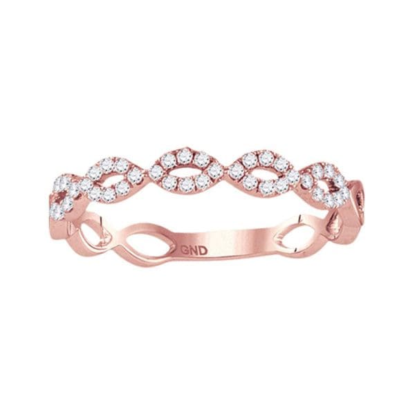 10kt Rose Gold  Round Diamond Twisted Stackable Band Ring 1/5 Cttw