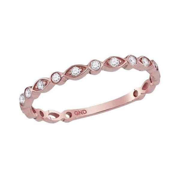 10kt Rose Gold  Round Diamond Vintage Stackable Band Ring 1/8 Cttw
