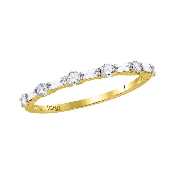 10kt Yellow Gold  Round Baguette Diamond Stackable Band Ring 3/8 Cttw