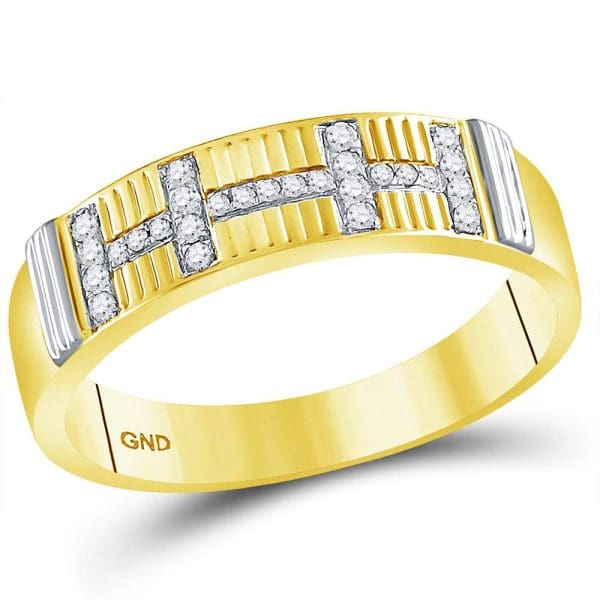 10kt Yellow Gold His s Round Diamond Cluster Matching Wedding Set 1/2 Cttw - Image 2