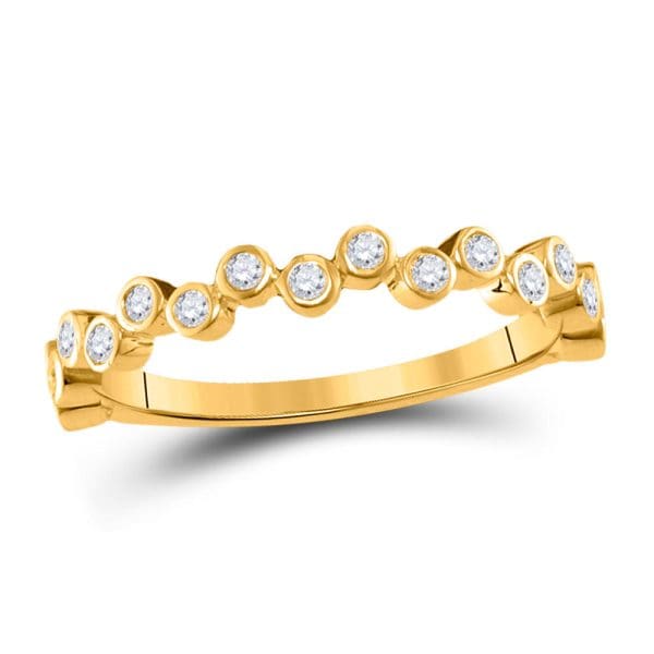 10kt Yellow Gold  Round Diamond Stackable Band Ring 1/4 Cttw