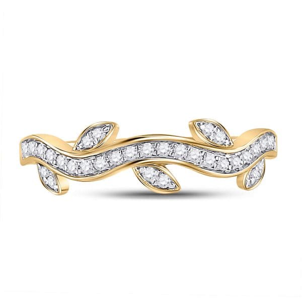 10kt Yellow Gold  Round Diamond Vine Stackable Band Ring 1/6 Cttw - Image 2