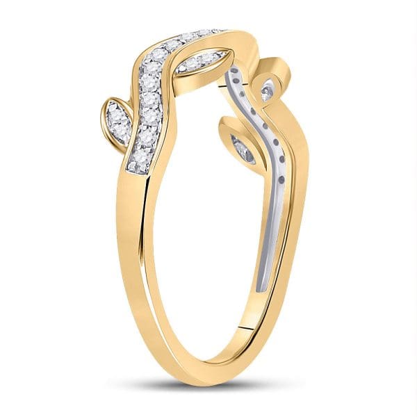 10kt Yellow Gold  Round Diamond Vine Stackable Band Ring 1/6 Cttw - Image 3