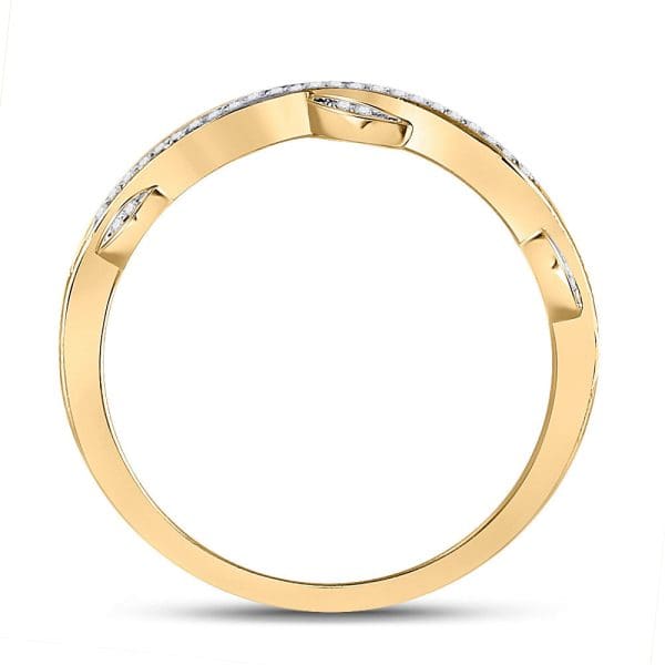 10kt Yellow Gold  Round Diamond Vine Stackable Band Ring 1/6 Cttw - Image 4