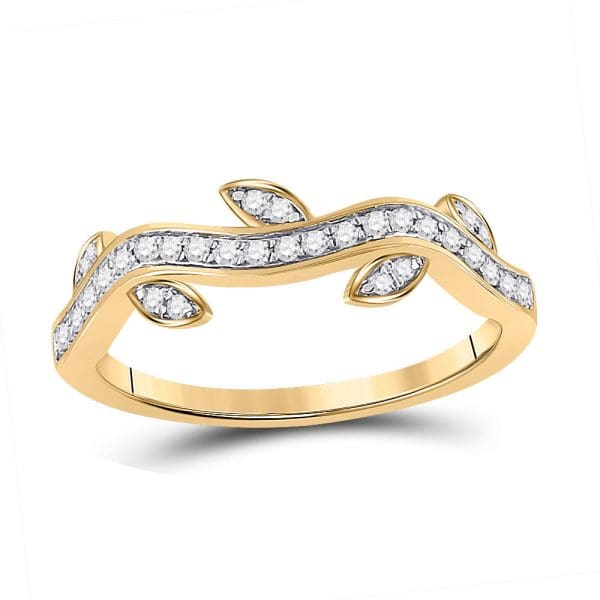 10kt Yellow Gold  Round Diamond Vine Stackable Band Ring 1/6 Cttw