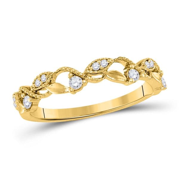 10kt Yellow Gold  Round Diamond Vine Stackable Band Ring 1/6 Cttw