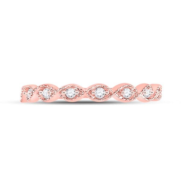 14kt Rose Gold  Round Diamond Twist Stackable Band Ring 1/10 Cttw - Image 2