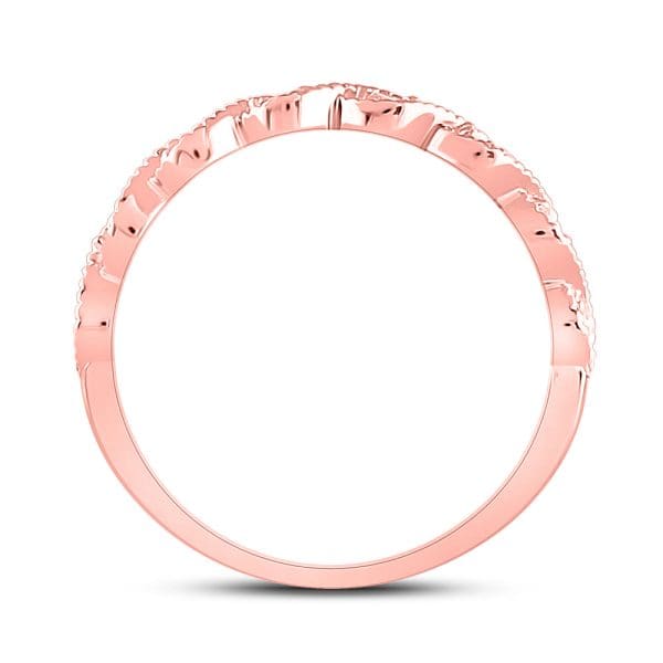 14kt Rose Gold  Round Diamond Twist Stackable Band Ring 1/10 Cttw - Image 3