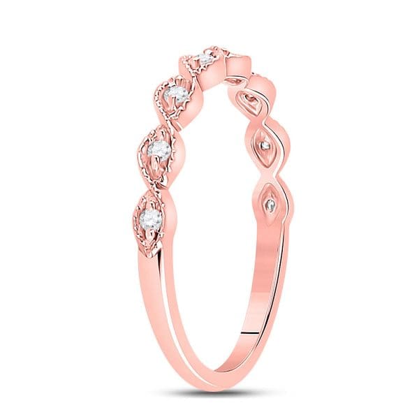 14kt Rose Gold  Round Diamond Twist Stackable Band Ring 1/10 Cttw - Image 4