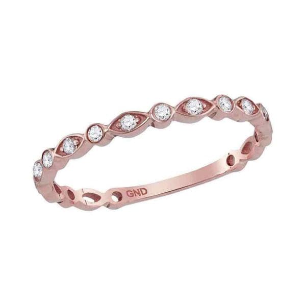 14kt Rose Gold  Round Diamond Vintage Stackable Band Ring 1/8 Cttw
