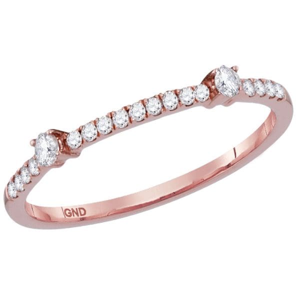 14kt Rose Gold  Round Diamond Stackable Band Ring 1/6 Cttw