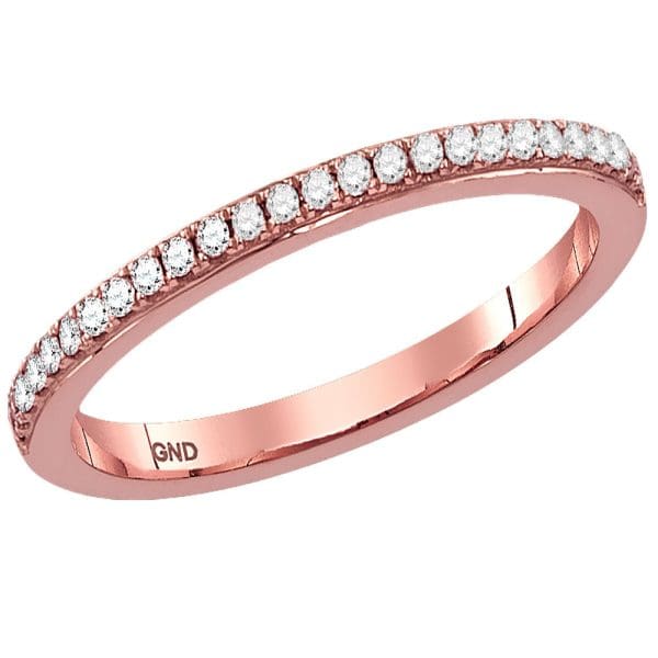 14kt Rose Gold  Round Diamond Single Row Stackable Band Ring 1/8 Cttw