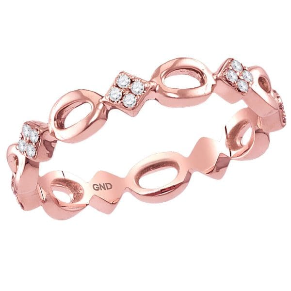 14kt Rose Gold  Round Diamond Stackable Band Ring 1/8 Cttw