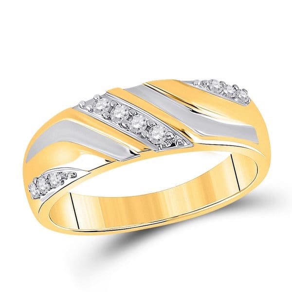 10kt Two-tone Gold His s Round Diamond Cluster Matching Wedding Set 1/2 Cttw - Image 3