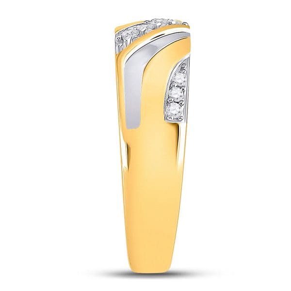 10kt Two-tone Gold His s Round Diamond Cluster Matching Wedding Set 1/2 Cttw - Image 5