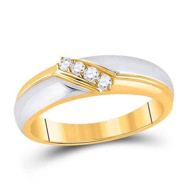 10kt Two-tone Gold His s Round Diamond Cluster Matching Wedding Set 1/2 Cttw - Image 3