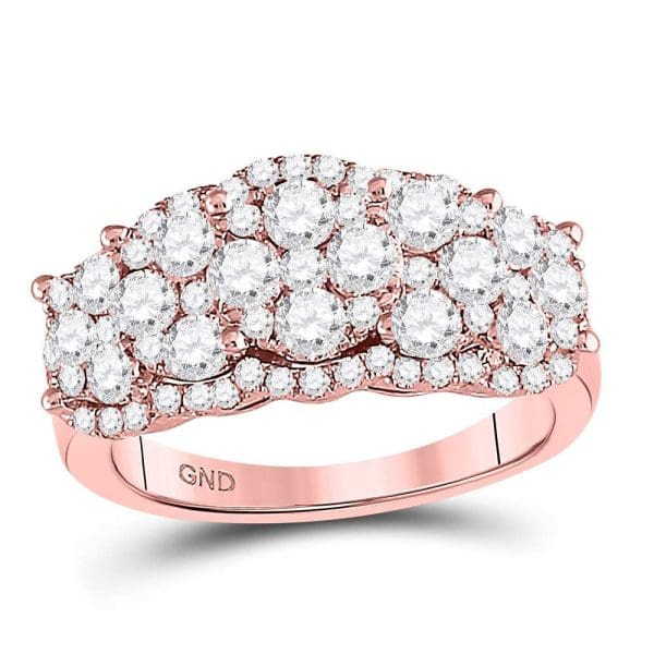 14kt Rose Gold  Round Diamond Vintage-inspired Fashion Ring 2 Cttw