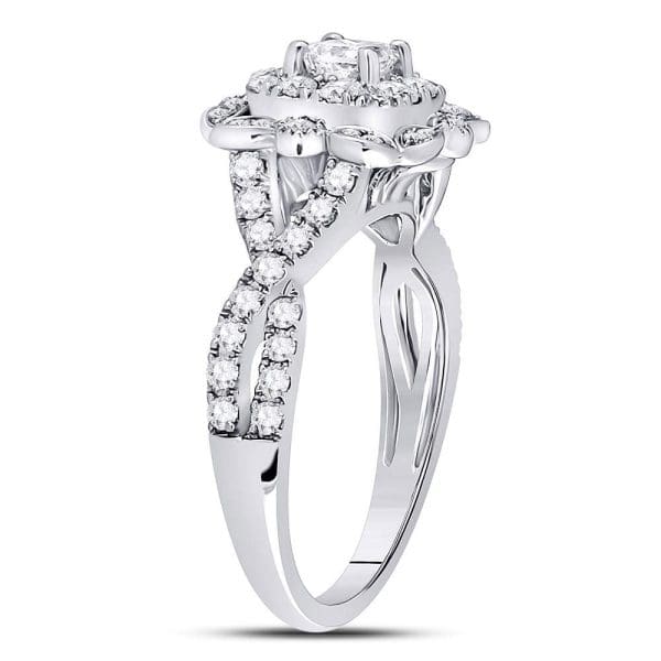 14kt White Gold Princess Diamond Solitaire Bridal Wedding Engagement Ring 1 Cttw - Image 2