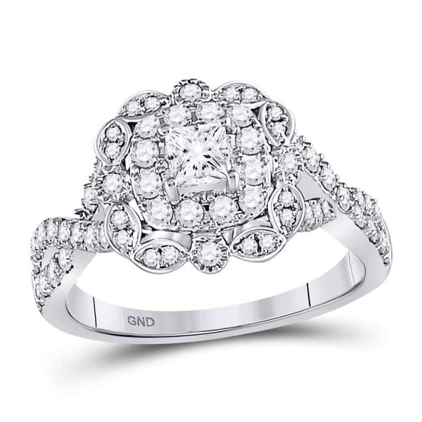 14kt White Gold Princess Diamond Solitaire Bridal Wedding Engagement Ring 1 Cttw