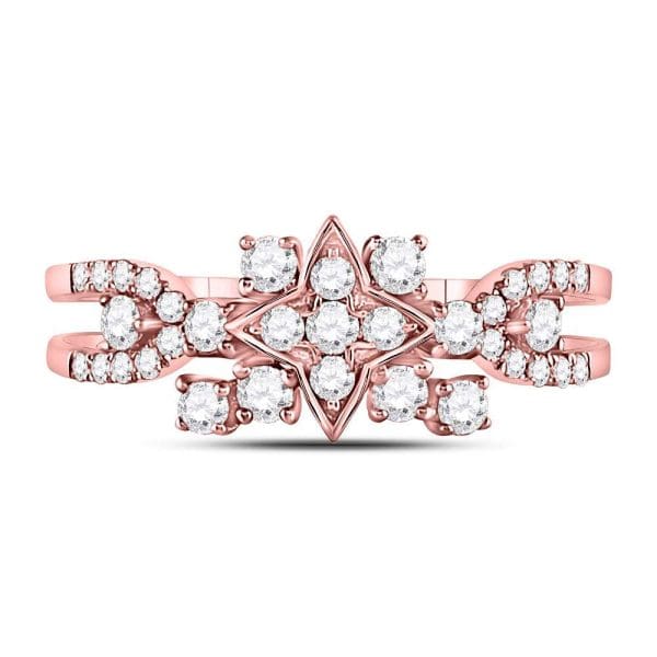 14kt Rose Gold  Round Diamond Square Cluster Ring 1/2 Cttw - Image 2