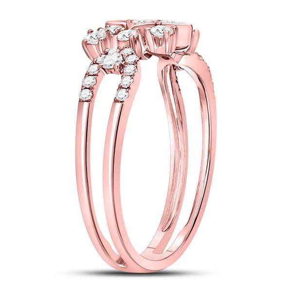 14kt Rose Gold  Round Diamond Square Cluster Ring 1/2 Cttw - Image 3