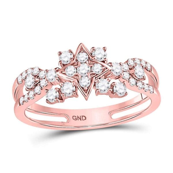 14kt Rose Gold  Round Diamond Square Cluster Ring 1/2 Cttw
