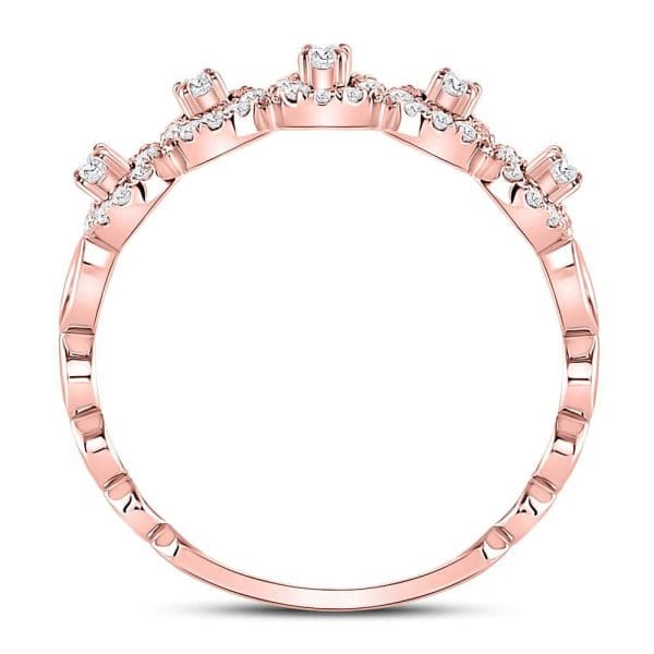 10kt Rose Gold  Round Diamond Halo Stackable Band Ring 1/3 Cttw - Image 4