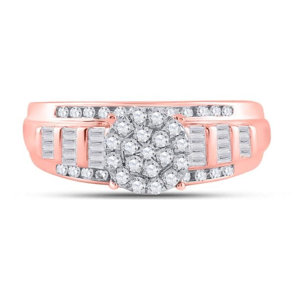 10kt Rose Gold Round Diamond Cluster Bridal Wedding Engagement Ring 1/2 Cttw - Image 3
