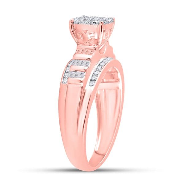 10kt Rose Gold Round Diamond Cluster Bridal Wedding Engagement Ring 1/2 Cttw - Image 4