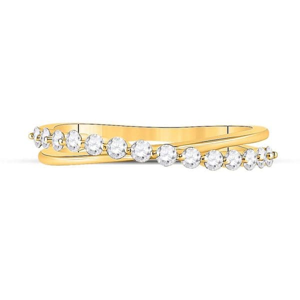 10kt Yellow Gold  Round Diamond Crossover Stackable Band Ring 1/3 Cttw - Image 4