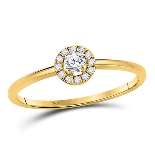 10kt Yellow Gold  Round Diamond Solitaire Stackable Band Ring 1/5 Cttw